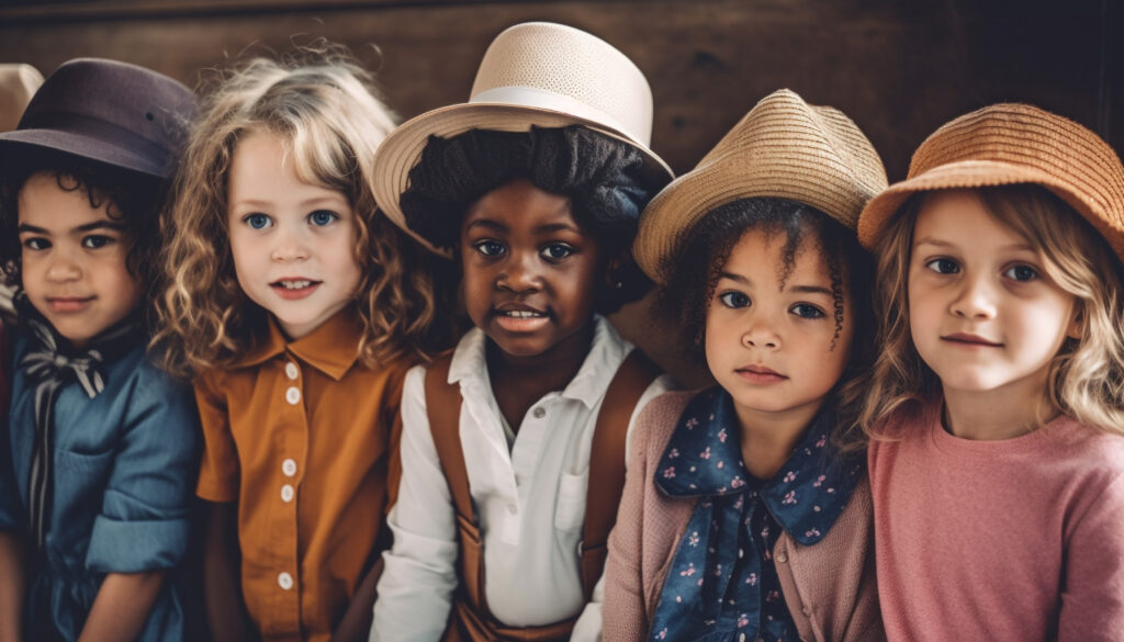 Cute children smiling, looking at camera Fun outdoors generated by artificial intelligence